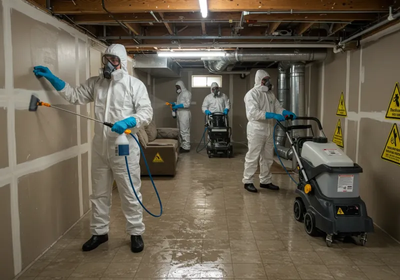 Basement Moisture Removal and Structural Drying process in Hayes Center, NE